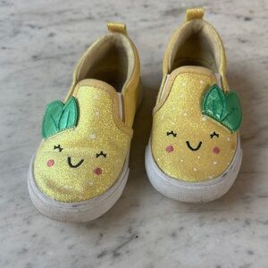 Cat & Jack Kids Yellow Slip-On Shoes with Leaf Design size 8